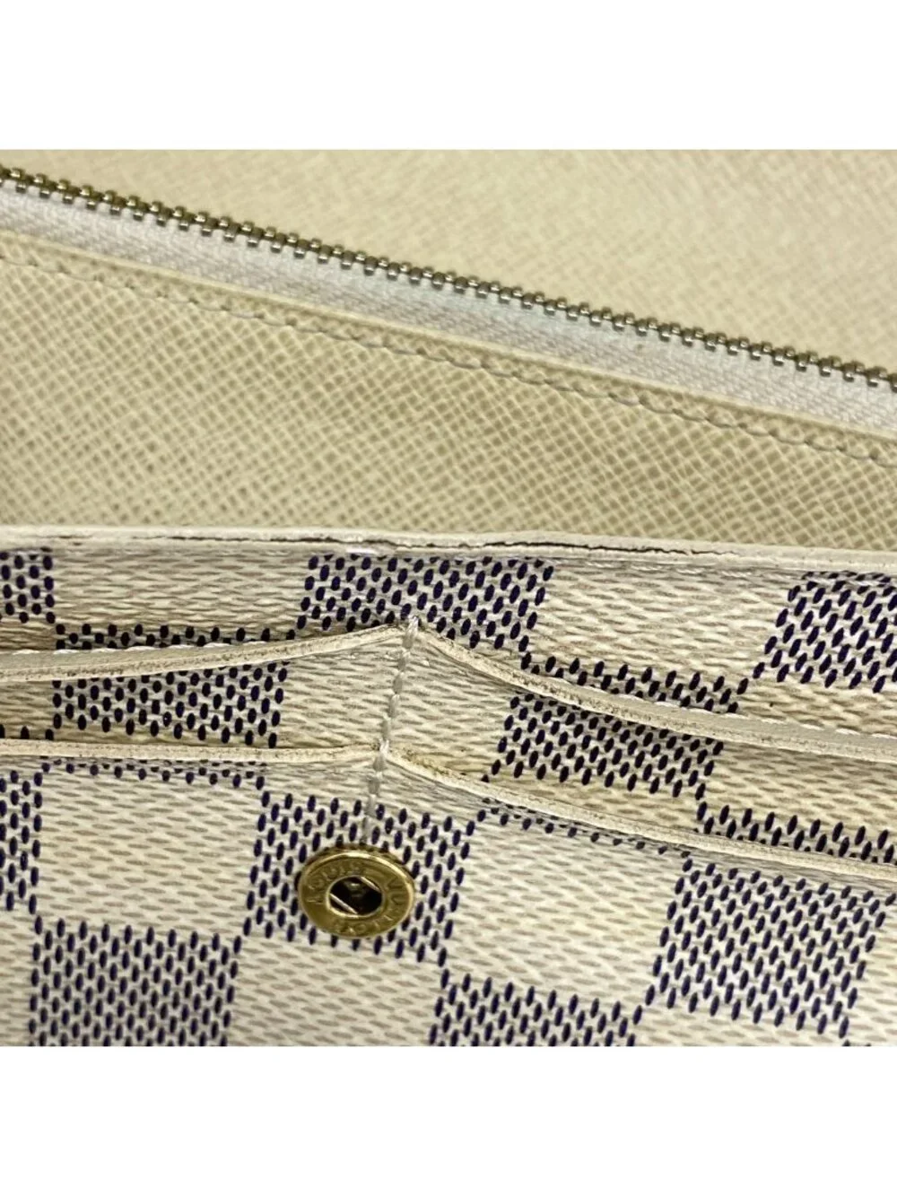 Louis Vuitton Wallet Damier Azur Portefeuille Sarah White